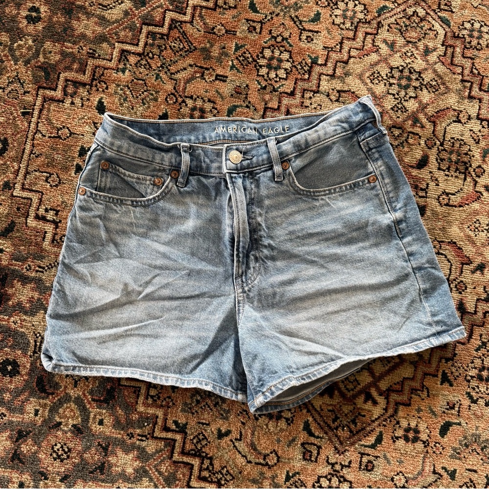 American Eagle Outfitters Faded Blue Denim High-Rise Shorts